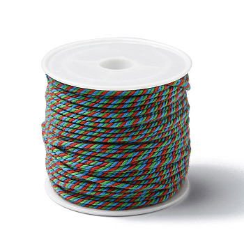 Cotton Braid Thread, with Spool, Round, Medium Sea Green, 1.2mm, about 21.87 Yards(20m)/Roll