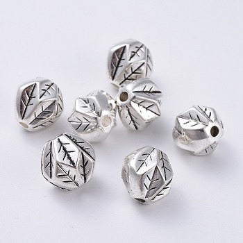Carved CCB Plastic Beads, Bicone, Antique Silver, 13.5x13mm, Hole: 2.5mm