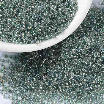 MIYUKI Round Rocailles Beads, Japanese Seed Beads, (RR3741) Fancy Lined Blue Silver, 15/0, 1.5mm, Hole: 0.7mm, about 5555pcs/bottle, 10g/bottle