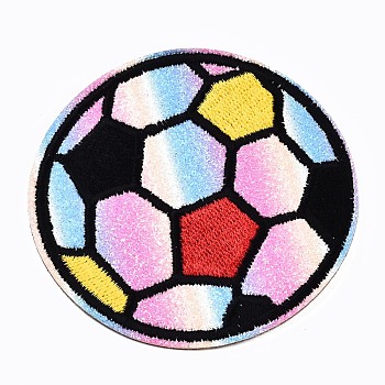 Football Appliques, Computerized Embroidery Cloth Iron on/Sew on Patches, Costume Accessories, Colorful, 67.5x1mm