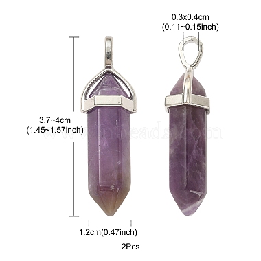 2Pcs Natural Amethyst Double Terminated Pointed Pendants(G-YW0002-05B)-5