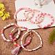 8Pcs 8 Style Love Word Polymer Clay Heishi Beaded Stretch Bracelets Set for Teen Girl Women(BJEW-SZ0001-79)-4