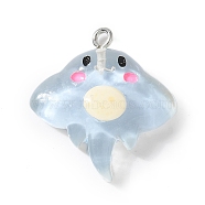 Resin Pendants, Jellyfish, with Platinum Tone Iron Loop, Light Sky Blue, 26.5x24x7.5mm, Hole: 2mm(FIND-A047-02P-01)