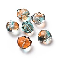 Transparent Spray Painted Glass Beads, Cat Paw Print, Orange, 11x12x8.5mm, Hole: 1.2mm(GLAA-I050-05G)