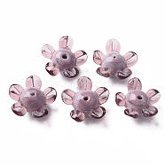 Handmade Lampwork Beads, Flower, Rosy Brown, 14.5~15.5x15~16x7~8mm, Hole: 1.5mm(LAMP-T011-10J)