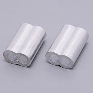 Aluminum Alloy Tube Beads, Platinum, 26x18.5x11.5mm, Hole: 7mm(ALUM-WH0165-01B)