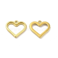 Ion Plating(IP) 304 Stainless Steel Pendant Cabochons Settings, Heart, Real 14K Gold Plated, Tray: 8x12mm, 12.5x14.5x1.8mm, Hole: 1mm(STAS-F284-36G)