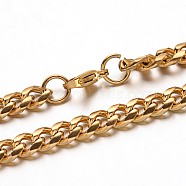 304 Stainless Steel Twisted Chain Curb Chain Necklaces, with Lobster Claw Clasps, Golden, 21.6 inch(55cm)(NJEW-E048-18G)