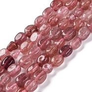 Natural Strawberry Quartz Beads Strands, Nuggets, Tumbled Stone, 7~12x6~8x5~7mm, Hole: 1mm, about 43~44pcs/strand, 15.47~15.63''(39.3~39.7cm)(G-G146-A15-01)