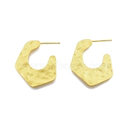 Rack Plating Brass Pentagon Stud Earrings, Half Hoop Earrings for Women, Nickel Free, Matte Gold Color, 29x27x1.5mm, Pin: 0.6mm(EJEW-G322-18MG)
