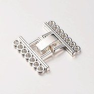 7 Strands Alloy and Brass Fold Over Clasps, Platinum, 24x22.5x5mm, Hole: 2mm(PALLOY-N0112-03P)