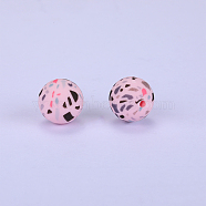 Printed Round Silicone Focal Beads, Violet, 15x15mm, Hole: 2mm(SI-JX0056A-19)