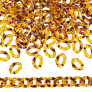 Leopard Print Pattern Resin Linking Rings, Quick Link Connectors, for Curb Chains Making, Twisted Oval, Goldenrod, 23x16x4mm, Inner Diameter: 17x7mm, 100pcs/box(FIND-AR0003-06)