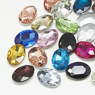 Pointed Back Glass Rhinestone Cabochons, Faceted, Oval, Mixed Color, 18x13x5.5mm(RGLA-T080-13x18mm)