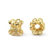 6-Petal Brass Double Sided Bead Caps, Real 18K Gold Plated, 6.5x6mm, Hole: 2mm(KK-P232-09G)