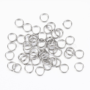 304 Stainless Steel Split Rings, Double Loops Jump Rings, Stainless Steel Color, 5x1mm, about 4mm inner diameter(STAS-H413-03P)