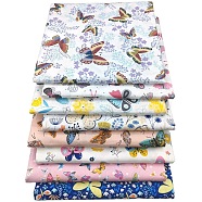 Cotton Fabric, for Patchwork, Sewing Tissue to Patchwork, Square with Butterfly Pattern, Mixed Color, 25x25cm, 8pcs/set(PW-WG43079-02)