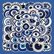 PVC Self Adhesive Evil Eye Sticker Labels, Waterproof Lucky Eye Decals, for Suitcase, Skateboard, Refrigerator, Helmet, Mobile Phone Shell, Dark Blue, 50x40mm, 50pcs/set(STIC-PW0015-07)