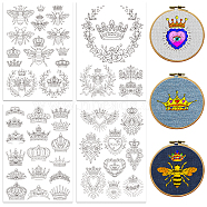 4 Sheets 11.6x8.2 Inch Stick and Stitch Embroidery Patterns, Non-woven Fabrics Water Soluble Embroidery Stabilizers, Crown, 297x210mmm(DIY-WH0455-157)