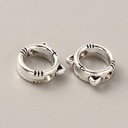 Tibetan Style Alloy Bead Frame, Antique Silver, Tiger, 9x9x3.5mm, Hole: 1.8mm, 95~100pcs/bag.(FIND-WH0034-45AS-05)