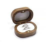 Oval Wood Wedding Ring Storage Boxes with Velvet Inside, Wooden Couple Ring Gift Case with Magnetic Clasps, White, 7x5x3.4cm(PW-WG79021-02)