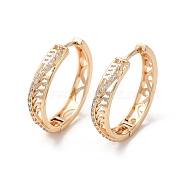 Brass Micro Pave Cubic Zirconia Hoop Earrings for Women, Hollow Arch, Light Gold, 26x5mm(EJEW-M238-32KCG)