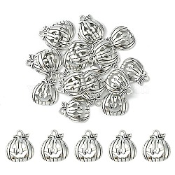 20Pcs Tibetan Style Halloween Pumpkin Jack-O'-Lantern Alloy Pendants, Lead Free & Cadmium Free, Antique Silver, 18x16x3mm, Hole: 1.8mm(TIBEP-YW0001-43AS)