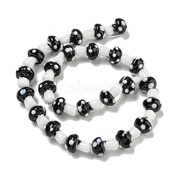 Handmade Lampwork Beads Strands, Mushroom, Black, 12~14.5x10~12mm, Hole: 1.2~1.8mm, about 23pcs/strand, 11.61~12.60 inch(29.5~32cm)(LAMP-N025-03F)