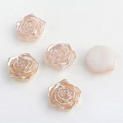ABS Plastic Imitation Pearl Cabochons, Flower, Tan, 17x17.5x6.5mm, about 200pcs/bag(OACR-S004-Z49)