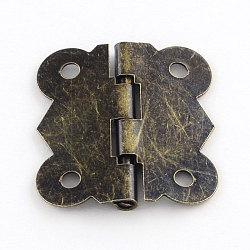 Wooden Box Accessories Iron Hinge, 90 Degree Fixed, Antique Bronze, 25x20x2.5mm, Hole: 3mm(X-IFIN-R203-54AB)