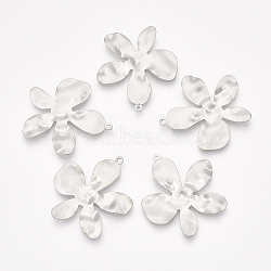 Smooth Surface Iron Pendants, Hammered, Flower, Matte Platinum, 35x32x2mm, Hole: 1.2mm(X-IFIN-T011-06MP)
