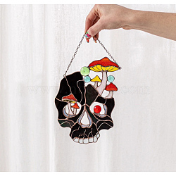 Acrylic Skull Wall Decorations, for Home Decoration, Mushroom, 150x150mm(DARK-PW0001-126B)