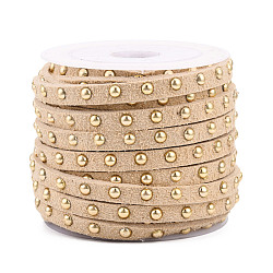 Faux Suede Cord, with Golden Tone Alloy Rivet, For Punk Rock Jewelry Making, Wheat, 5x2.5mm, about 5.46 yards(5m)/roll(LW-Q016-5mm-1073)