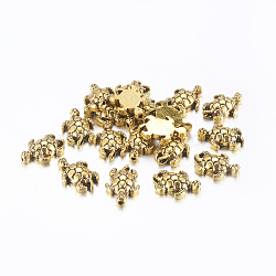 Tibetan Style Alloy Beads, Tortoise, Cadmium Free & Nickel Free & Lead Free, Antique Golden, 12.5x9x4mm, Hole: 1mm(X-TIBEB-7681-AG-NR)