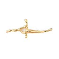 Brass Connector Charms, Branch Links, Real 18K Gold Plated, 24x55x6mm, Hole: 1.2mm(KK-B111-07G)