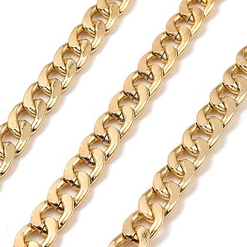 Aluminium Curb Chains, Unwelded, with Spool, Light Gold, 11x7.5x2mm, about 32.81 Feet(10m)/Roll