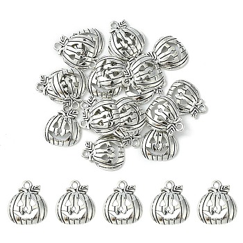20Pcs Tibetan Style Halloween Pumpkin Jack-O'-Lantern Alloy Pendants, Lead Free & Cadmium Free, Antique Silver, 18x16x3mm, Hole: 1.8mm