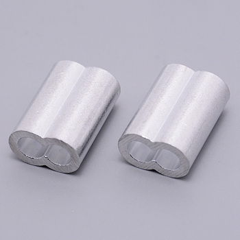 Aluminum Alloy Tube Beads, Platinum, 26x18.5x11.5mm, Hole: 7mm