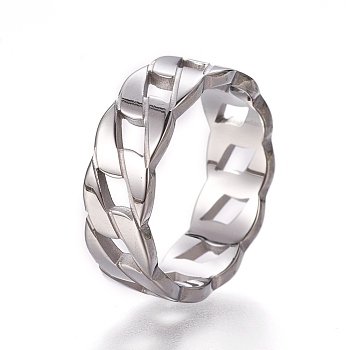 202 Stainless Steel Finger Rings, Stainless Steel Color, Size 6~9, 16~19mm
