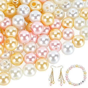 Barely Pink Mix Pearlized Glass Pearl Beads, Mixed Color, 8mm, Hole: 1mm, about 100pcs/box