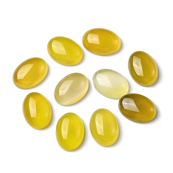 Natural Yellow Agate Cabochons, Oval, 14x10x4.5mm