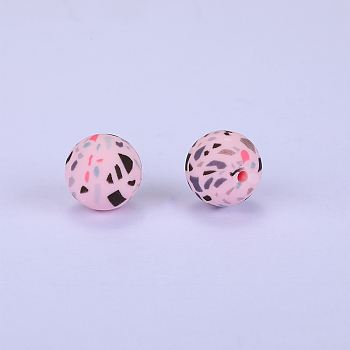 Printed Round Silicone Focal Beads, Violet, 15x15mm, Hole: 2mm