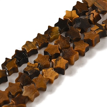 Natural Tiger Eye Beads Strands, Star, 4x4.5x2mm, Hole: 0.8mm, about 102pcs/strand, 15.35 inch(39cm)