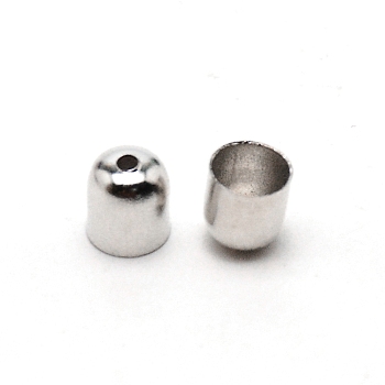 Iron Cord End, Column, Platinum, 6x6.8~7.3mm, Hole: 1.4~1.6mm, Inner Diameter: 5.4~5.6mm, about 100pcs/bag