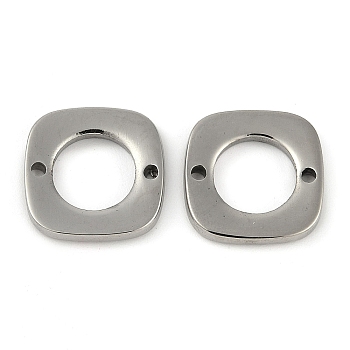 Non-Tarnish 304 Stainless Steel Links connectors, Square, Stainless Steel Color, 13.5x13.5x2mm, Hole: 1.5mm