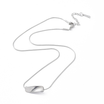304 Stainless Steel Twist Rectangle Pendant Necklace with Snake Chains, Stainless Steel Color, 15.94 inch(40.5cm)
