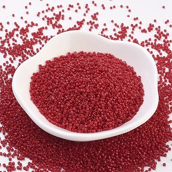 MGB Matsuno Glass Beads, Japanese Seed Beads, 15/0 Opaque Glass Round Hole Rocailles Seed Beads, Dark Red, 1.5x1mm, Hole: 0.5mm, about 5400pcs/20g