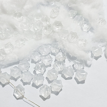 Transparent Glass Beads, Christmas Snowflake, WhiteSmoke, 11.5x10.5x7.5mm, Hole: 1mm