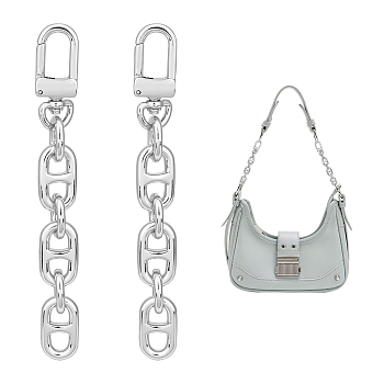 2PCS Alloy Mariner Link Chain Purse Strap Extenders, with Swivels, for Bag Replacement Accessories, Platinum, 11cm