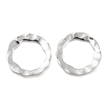 Brass Linking Rings, Irregular Wavy Round Ring Connectors, Real Platinum Plated, 15.5x1.3mm